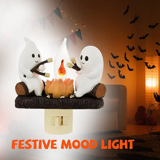 Ghosts Roasting Campfire S'Mores Flicker Flame Night Light